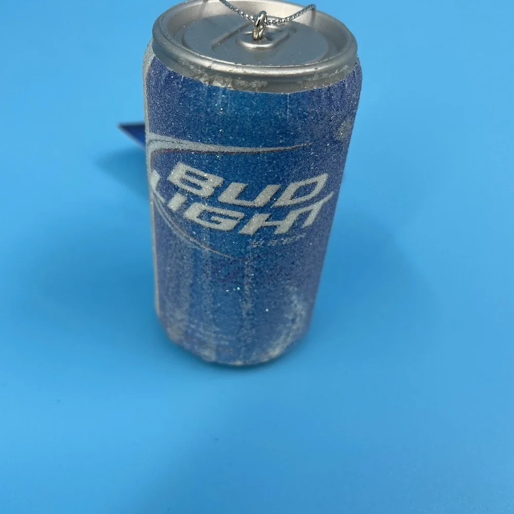 Kurt S Adler Bud Light Beer Can‎ Holiday Ornament Glitter Frosted Blue 2011
